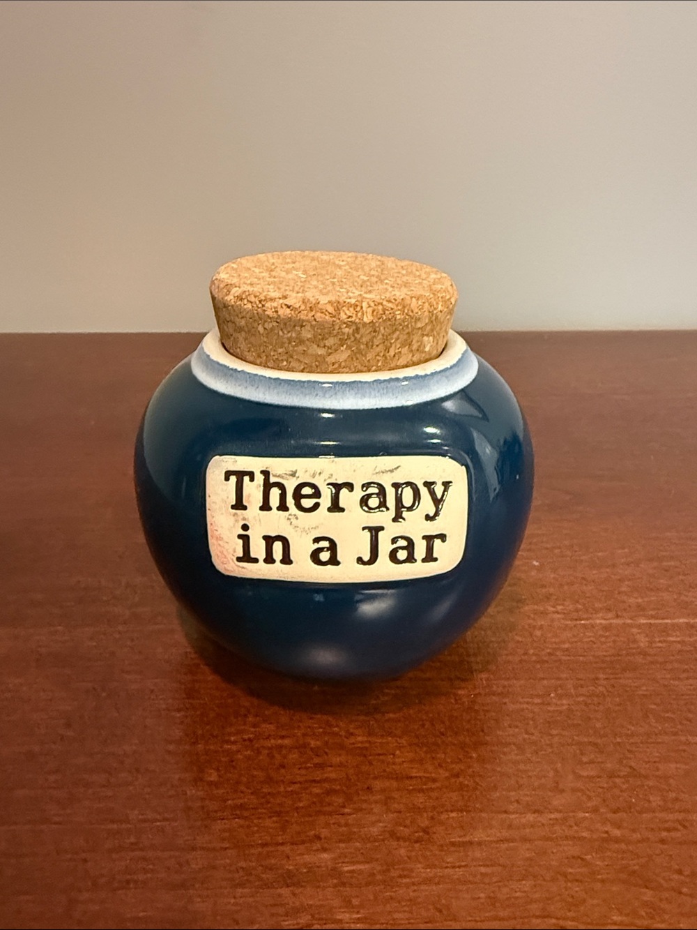 Navy Ceramic Jar with Cork Stopper